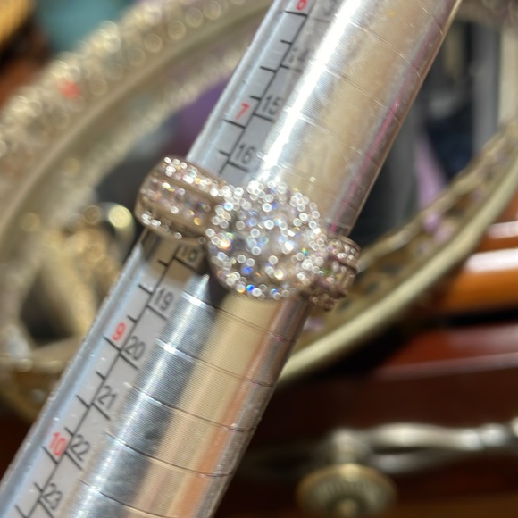Paved Halo 925 & CZ Ring - Picture 2 of 5